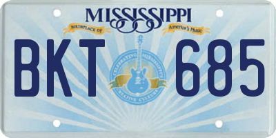MS license plate BKT685