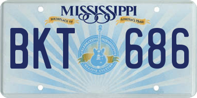 MS license plate BKT686