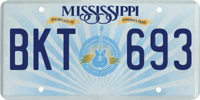 MS license plate BKT693