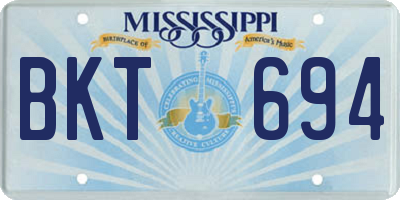 MS license plate BKT694