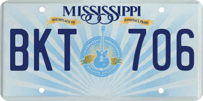 MS license plate BKT706