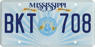 MS license plate BKT708