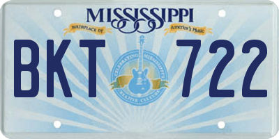 MS license plate BKT722