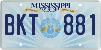 MS license plate BKT881
