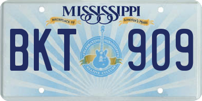 MS license plate BKT909