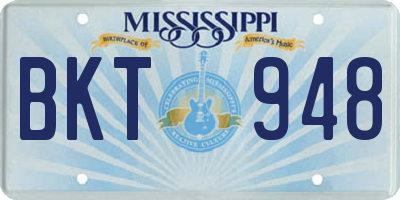 MS license plate BKT948