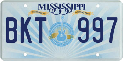 MS license plate BKT997