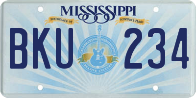 MS license plate BKU234