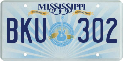 MS license plate BKU302