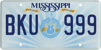MS license plate BKU999