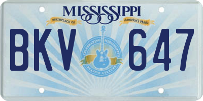 MS license plate BKV647