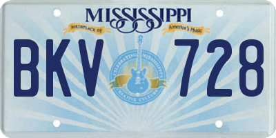 MS license plate BKV728