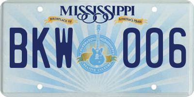 MS license plate BKW006