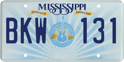 MS license plate BKW131
