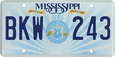MS license plate BKW243