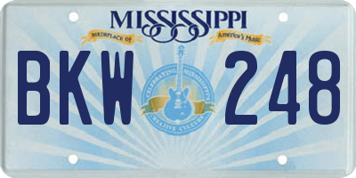 MS license plate BKW248