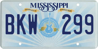 MS license plate BKW299