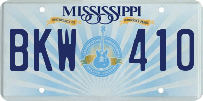 MS license plate BKW410