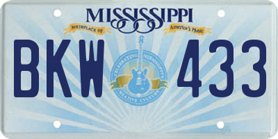 MS license plate BKW433