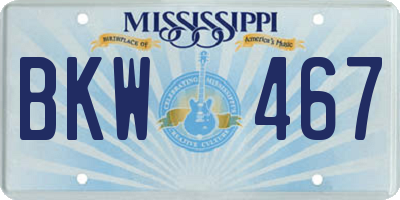 MS license plate BKW467