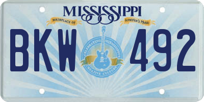 MS license plate BKW492