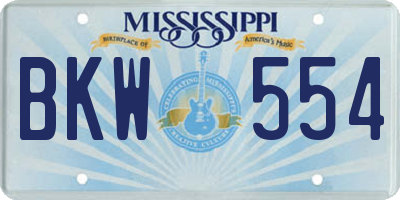 MS license plate BKW554