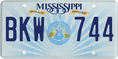 MS license plate BKW744