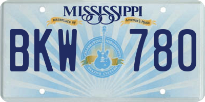 MS license plate BKW780