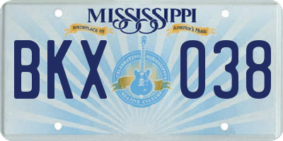 MS license plate BKX038