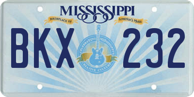 MS license plate BKX232