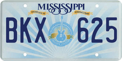 MS license plate BKX625