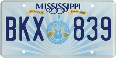 MS license plate BKX839