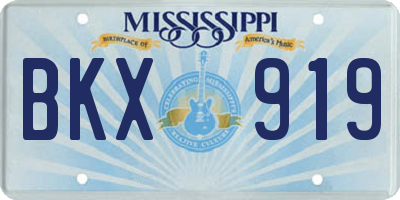 MS license plate BKX919
