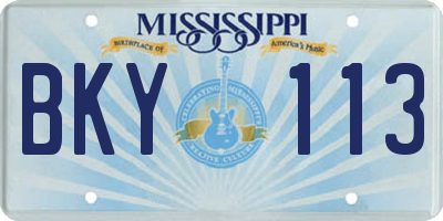 MS license plate BKY113