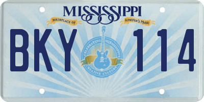 MS license plate BKY114