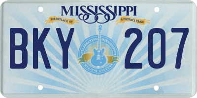 MS license plate BKY207