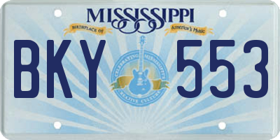 MS license plate BKY553