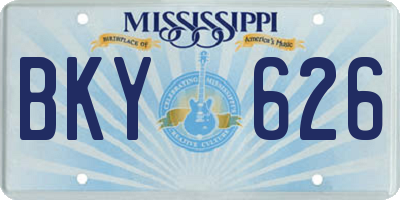 MS license plate BKY626