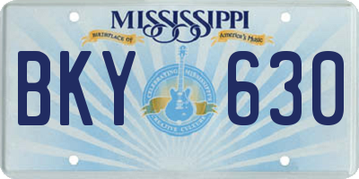MS license plate BKY630