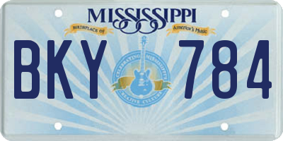 MS license plate BKY784
