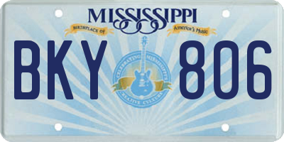 MS license plate BKY806