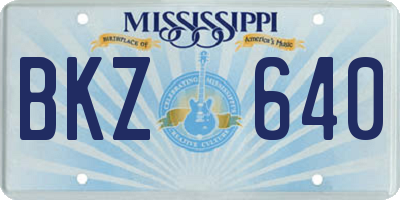 MS license plate BKZ640