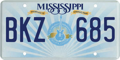 MS license plate BKZ685