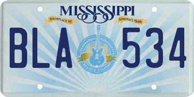 MS license plate BLA534