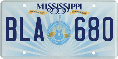 MS license plate BLA680