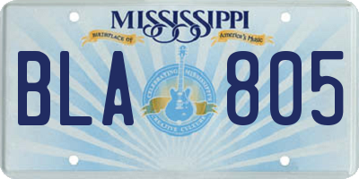 MS license plate BLA805