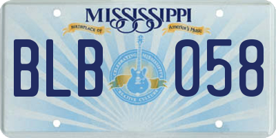 MS license plate BLB058