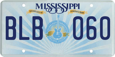MS license plate BLB060