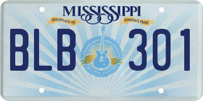 MS license plate BLB301