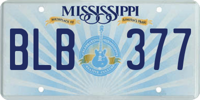 MS license plate BLB377